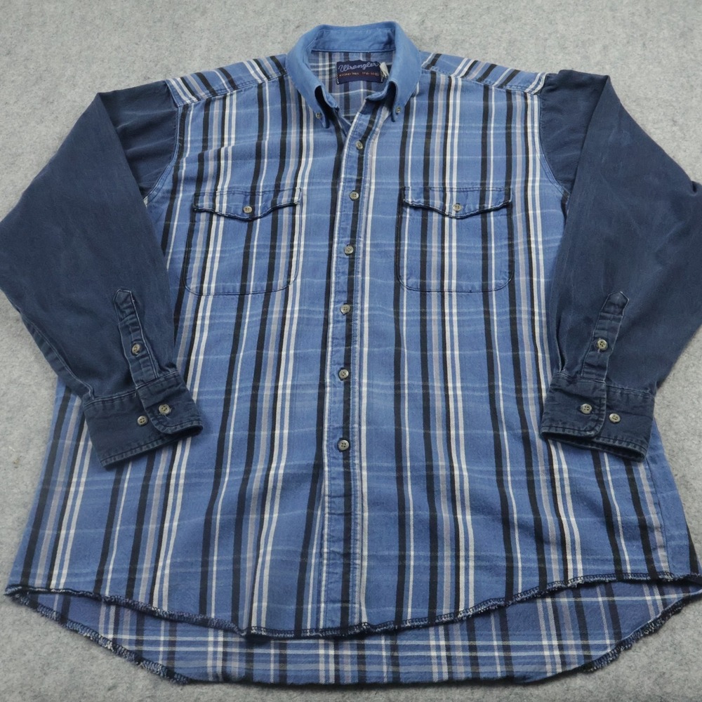 vintage Wrangler Shirt Mens XL Plaid XL Welder Pearl Snap Brushpopper